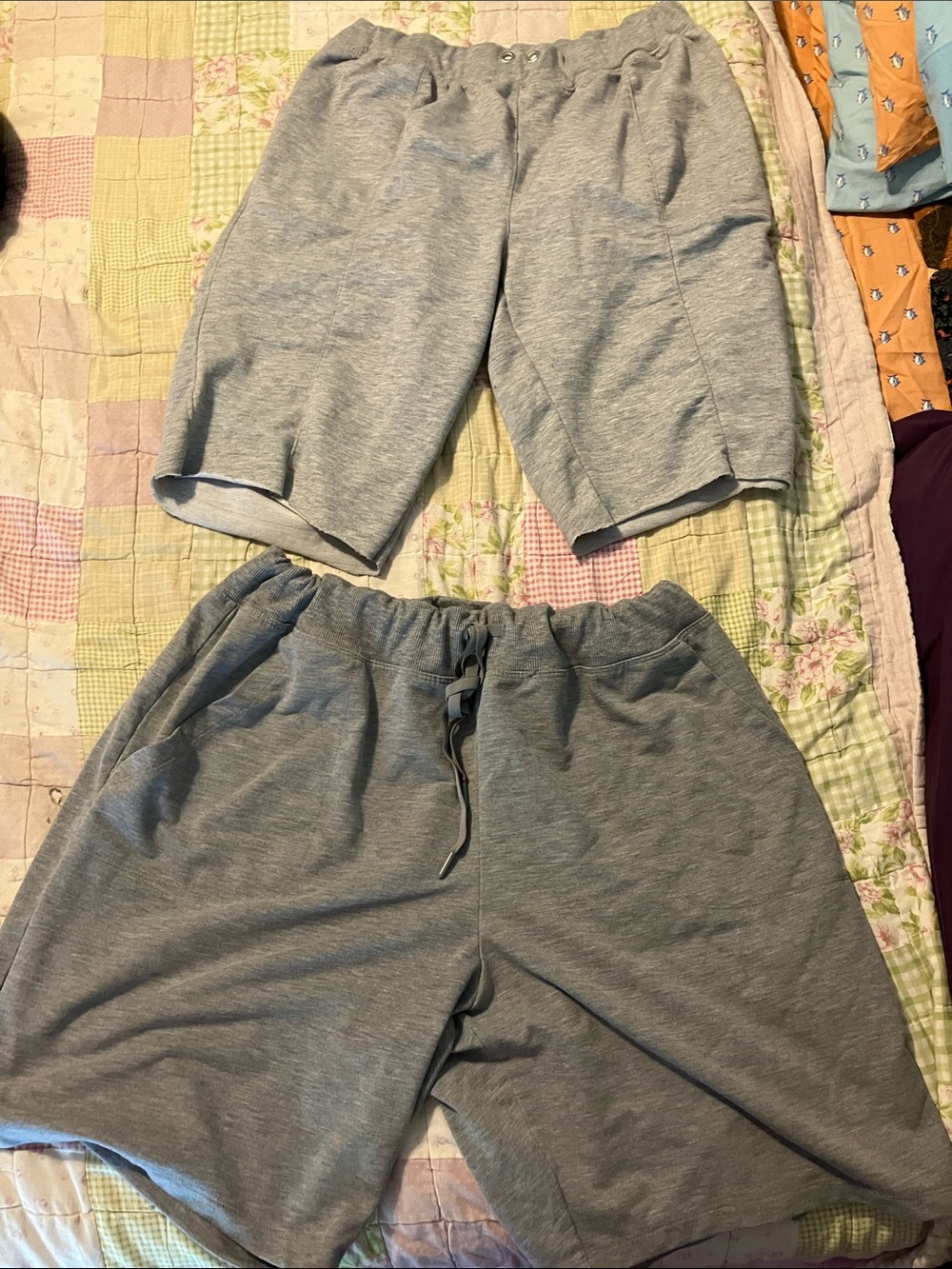 TWO PAIRS of Gray Women's Drawstring Athletic Shorts, with pockets
